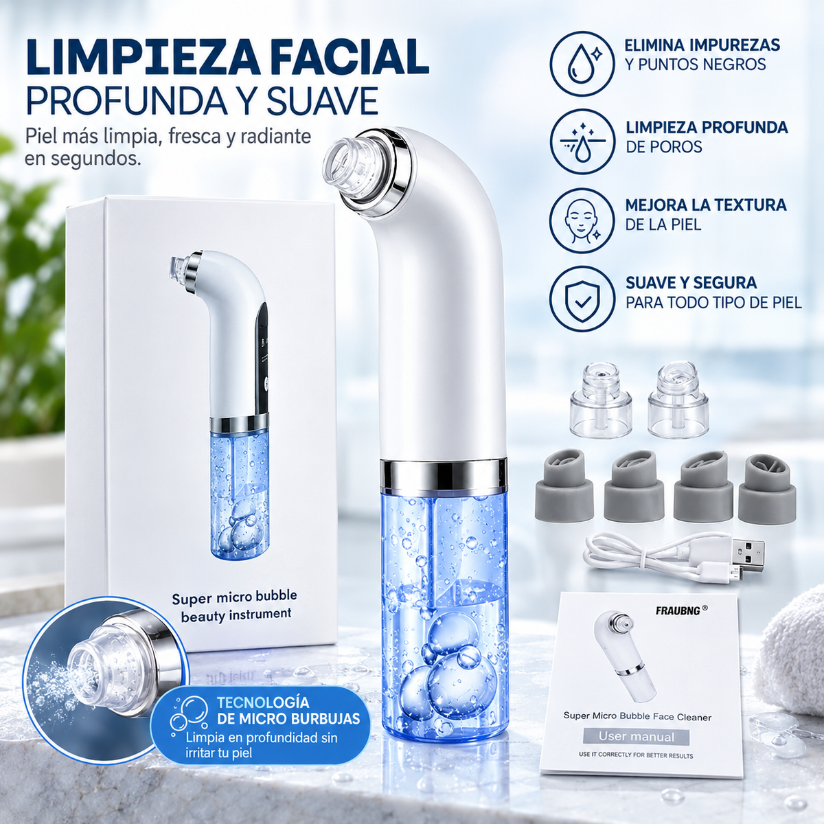 PoreTox™ — aspirador facial para limpiar los poros